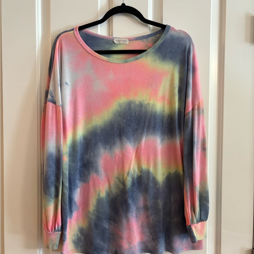 First Love Multicolor Tie-Dye Long Sleeve Top